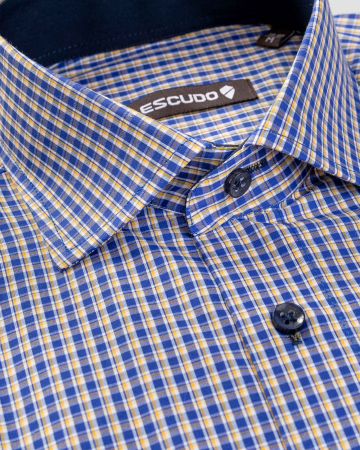 Camasa bleumarin cu galben regular fit cu caro  [1]