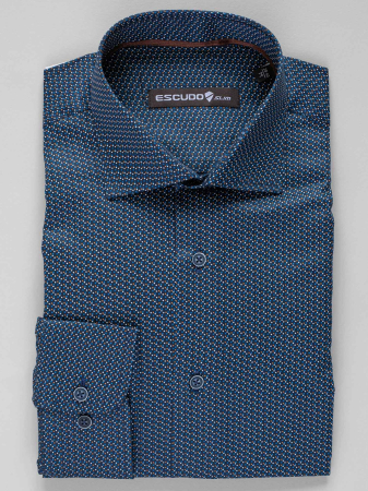 Camasa bleumarin slim fit cu picouri colorate [2]