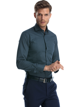 Camasa bleumarin slim fit cu picouri colorate [1]