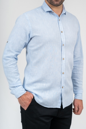 CAMASI DIN IN - Camasa casual barbati slim din in bleu