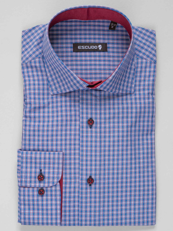 Camasa casual regular bleumarin cu carouri bordo [0]