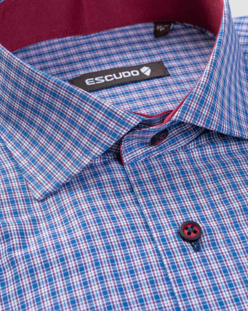 Camasa casual regular bleumarin cu carouri bordo [1]