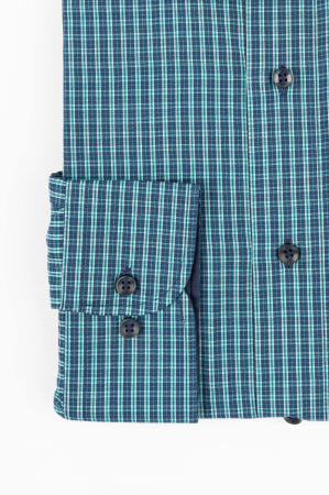 Camasa casual regular bleumarin cu carouri turcoaz maneca lunga [2]