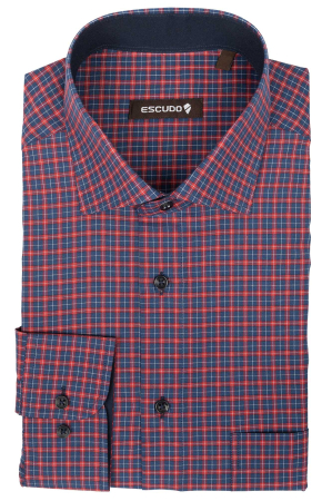 Camasa casual regular cu carouri rosii si bleumarin [0]