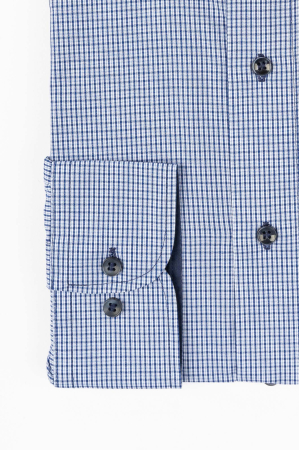 Camasa casual regular gri cu carouri bleumarin maneca lunga [2]