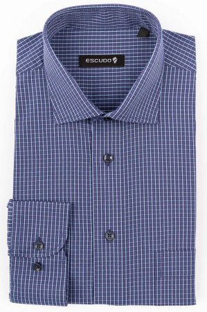 Camasa casual regular mov cu carouri bleu maneca lunga [0]