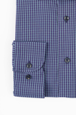Camasa casual regular mov cu carouri bleu maneca lunga [1]