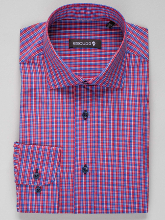 Camasa casual rosie cu carouri albastre [0]