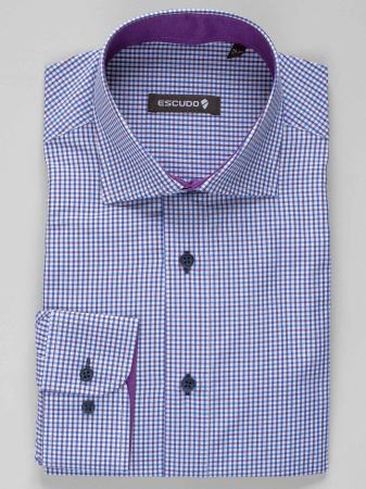 Camasa casual slim fit cu carouri bleumarin [2]