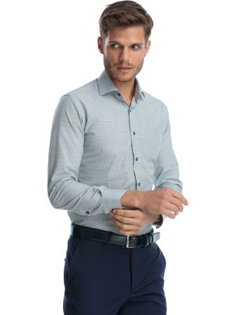 Camasa casual slim fit cu imprimeu verde [3]