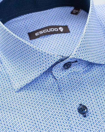 Camasa casual slim fit cu imprimeuri geometrice albastre [1]