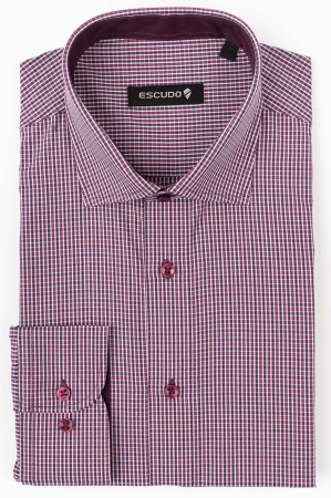 DUNGI SI CAROURI - Camasa casual slim maneca lunga cu carouri bordo