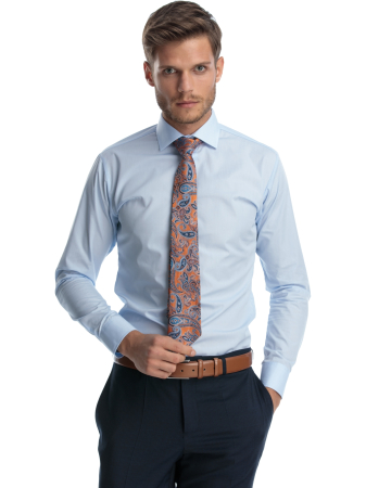 CAMASI CLASICE - Camasa barbati slim fit bleu CONFORT