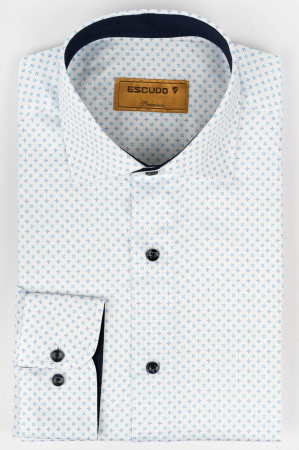 Camasa premium regular alba cu imprimeu bleu si albastru-45/46 - 2XL [0]