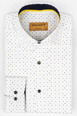 Camasa premium regular alba cu imprimeu geometric [0]