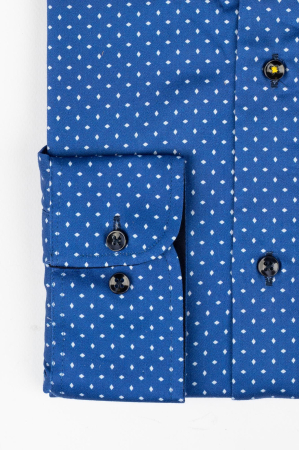 Camasa premium regular albastra cu imprimeu geometric romb-45/46 - 2XL [1]