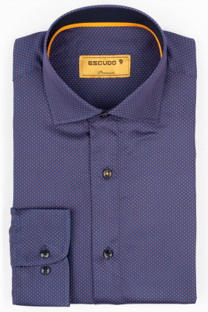 Camasa premium regular bleumarin cu picouri caramizi-45/46 - 2XL [0]