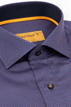 Camasa premium regular bleumarin cu picouri caramizi-45/46 - 2XL [1]