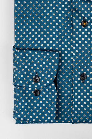 Camasa premium slim albastra cu imprimeu floral [2]