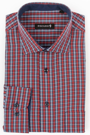 Camasa regular 2XL-4XL bleumarin cu carouri bleu si rosii [0]