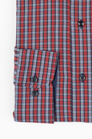 Camasa regular 2XL-4XL bleumarin cu carouri bleu si rosii [1]