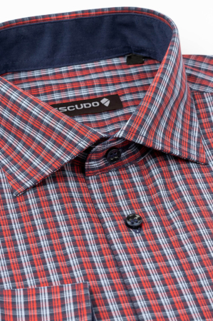 Camasa regular 2XL-4XL bleumarin cu carouri bleu si rosii [2]
