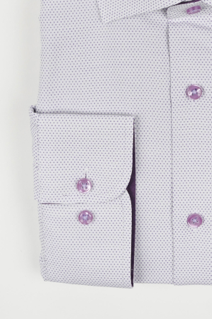 Camasa regular alba 2XL cu picouri mov  [2]