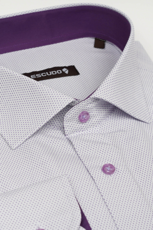 Camasa regular alba 2XL cu picouri mov  [1]