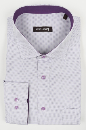 Camasa regular alba 2XL cu picouri mov  [0]