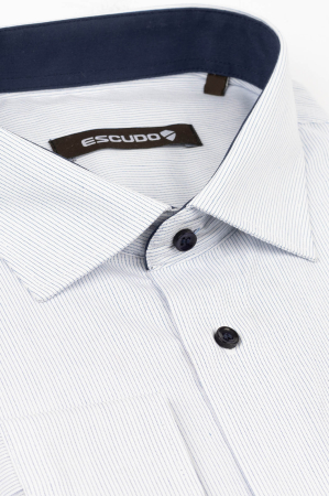 Camasa regular alba cu dungi albastre 2XL [1]