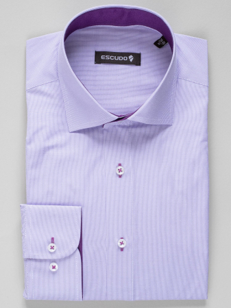 Camasa regular alba cu dungi mov [0]