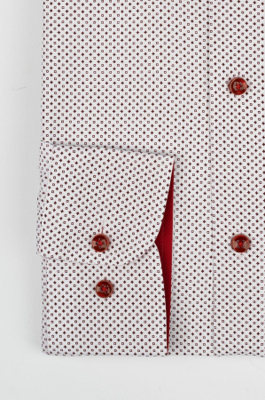 Camasa regular alba cu imprimeu geometric visiniu [2]