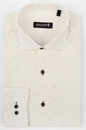 Camasa regular alba cu imprimeu maro 2XL-4XL [0]