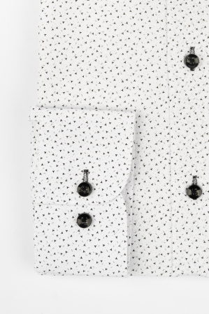 Camasa regular alba cu imprimeu negru [2]
