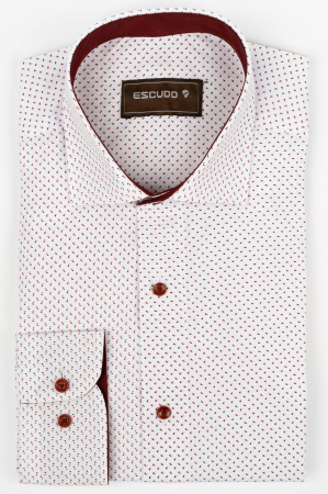 IMPRIMEURI - Camasa regular alba cu imprimeu rosu cu bleumarin 2XL