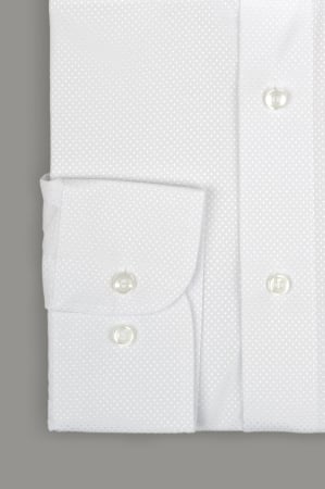 Camasa regular alba cu model in tesatura si nasturi ascunsi 2XL [3]