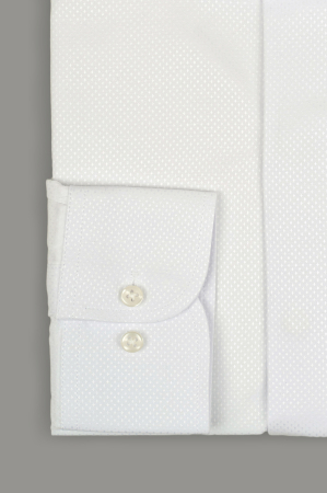 CAMASI - Camasa regular alba cu model in tesatura si nasturi ascunsi 2XL