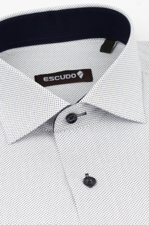 Camasa regular fit  alba cu picouri bleumarin [1]