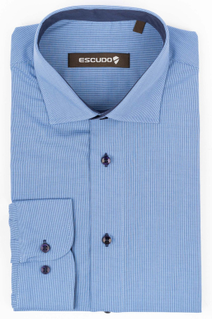 Camasa regular albastra cu carouri bleumarin [0]