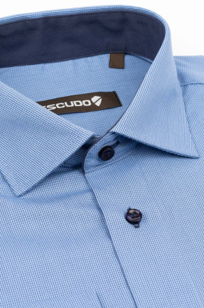 Camasa regular albastra cu carouri bleumarin [1]