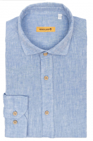 CAMASI - Camasa regular fit albastru jeans din in