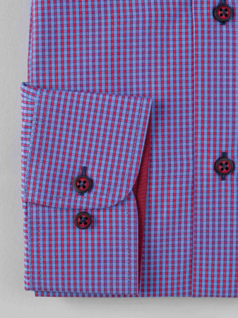 Camasa regular bleu cu carouri rosii [2]