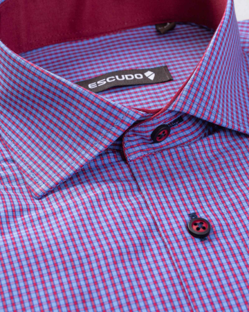 Camasa regular bleu cu carouri rosii [1]