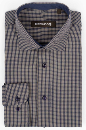 DUNGI SI CAROURI - Camasa regular bleumarin cu carouri albe 2XL