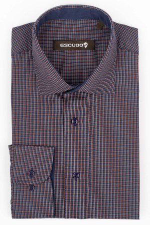 DUNGI SI CAROURI - Camasa regular bleumarin cu carouri albe si caramizii 2XL
