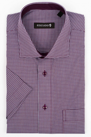 CAMASI - Camasa regular bordo cu carouri albe 2XL