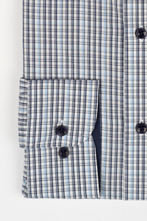 CAMASI - Camasa regular fit  alba cu caro bleu si bleumarin 2XL-3XL