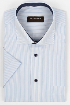 CLASICE - Camasa regular fit alba cu dungi bleu