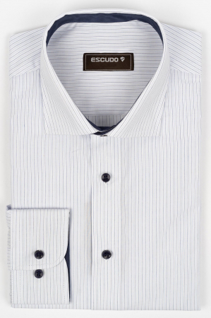 CAMASI - Camasa regular fit  alba cu dungi bleu si bleumarin 2XL-3XL