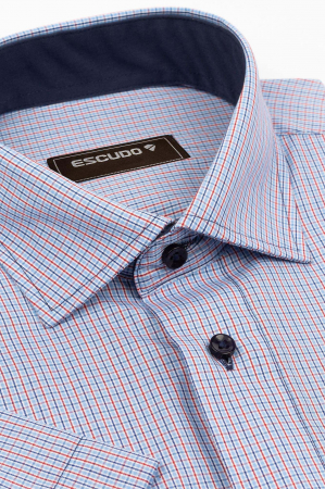 CAMASI - Camasa regular fit bleu cu carouri rosii si bleumarin 2XL